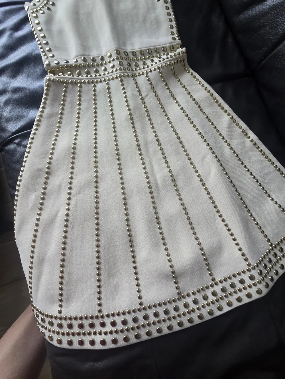 Michael Kors Cream Studded Sleeveless Midi Dress